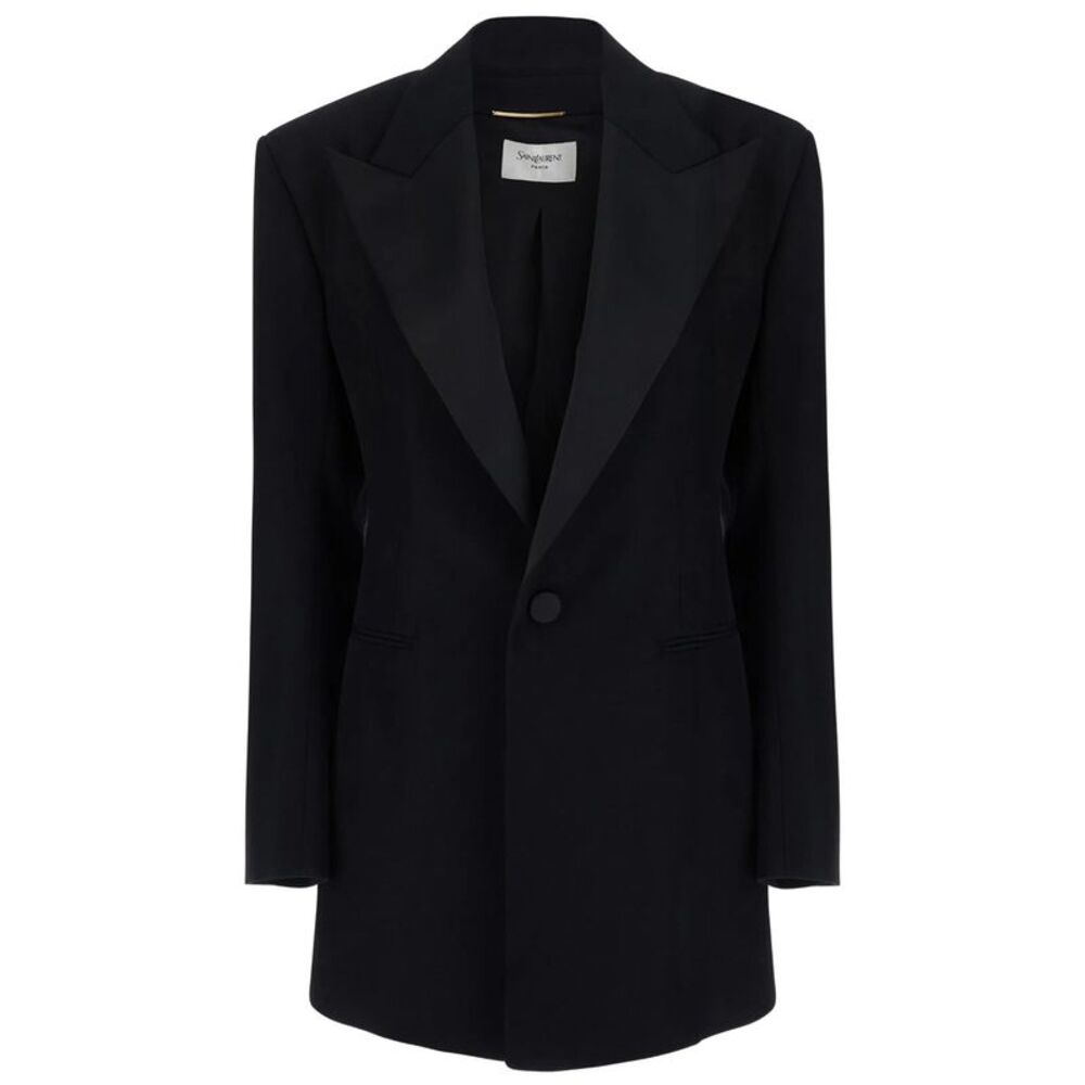 Saint Laurent Women Giacca Smoking Monopetto In Grain De Poudre
